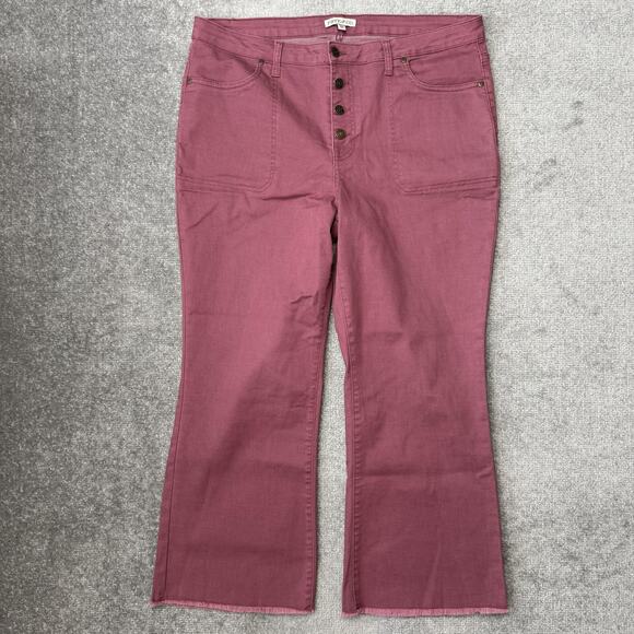 FRYE AND CO. Denim - Frye and Co. Jeans Womens 20W Mauve High Rise Button Fly Raw Hem Stretch Bootcut